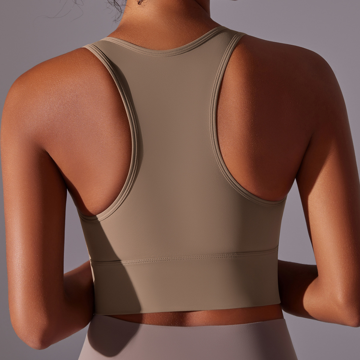 Fixed Cup One Piece Sports Front Logo Cohesion Curve Beautiful Back Fitness Yoga Suit Bra Women