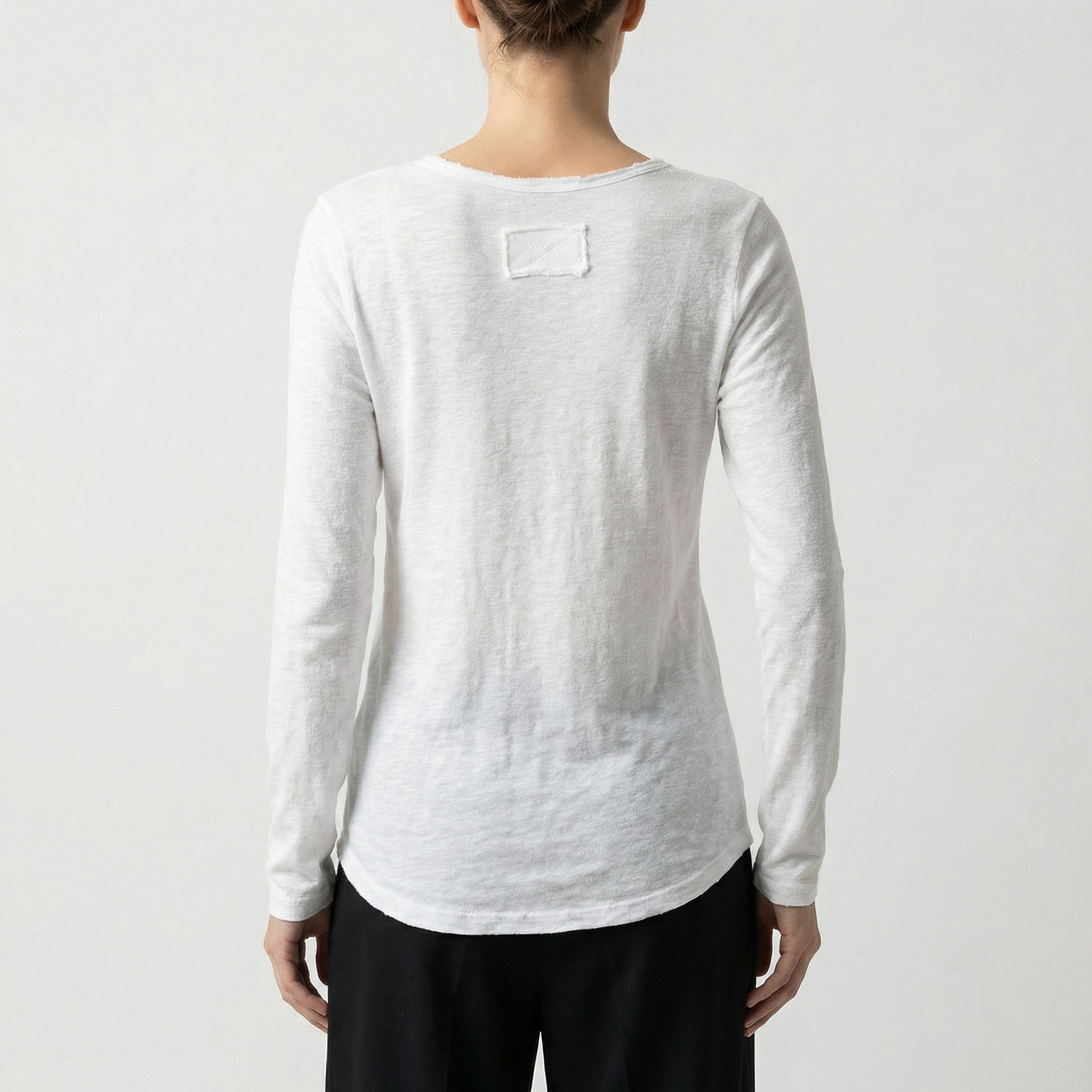 Women's Simple Casual Breathable Solid Round Neck Full Sleeve Regular Fit Regular Length T-Shirt 100% Cotton Spring/Summer