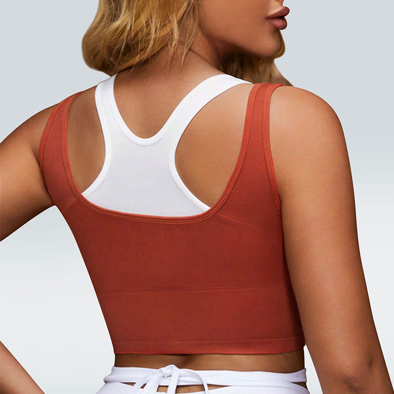 Seamless Women's Yoga Sports Bra Comfortable Layered-Look Design Activewear Running Sports Top