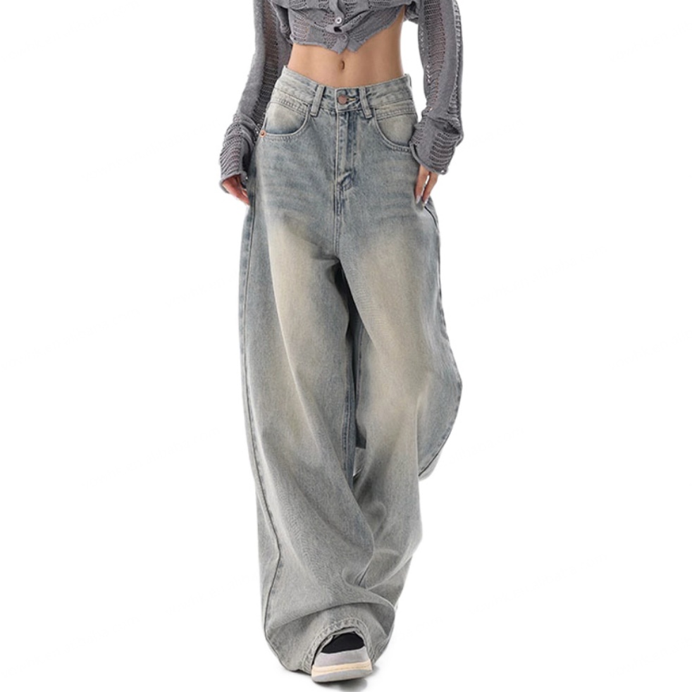 Factory Customized Woman Wholesale-baggy-jeans Oversized Loose Jeans Trousers For Woman