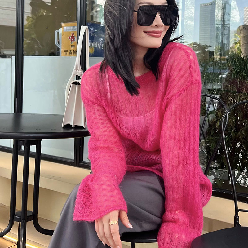 Custom Logo Fashionable Women's Loose Knit Sweater for Fall Streetwear Style