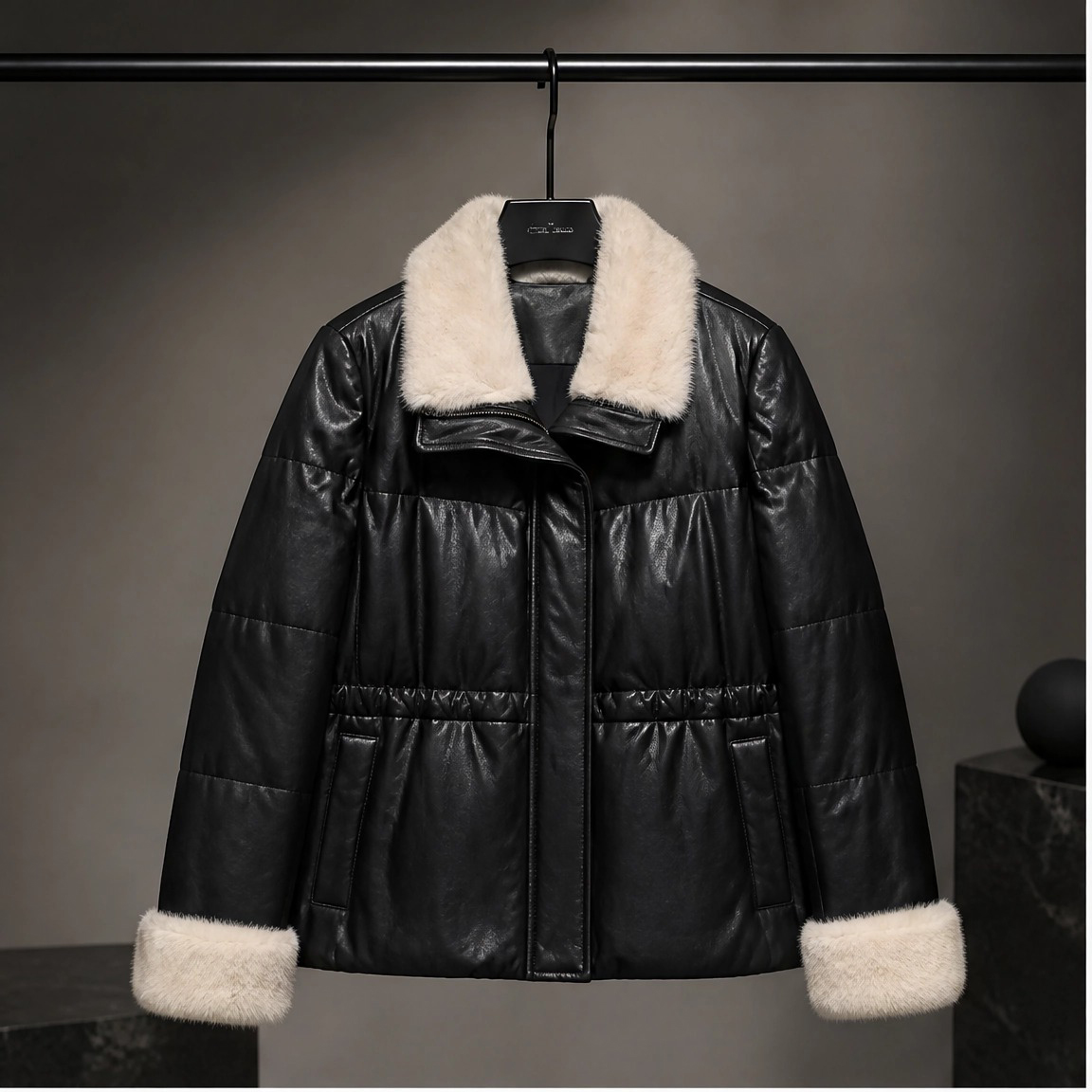 Women's Winter Windproof Mid-Length Outwear, Thick Plush Hooded Long Sleeves Zip-up Waist Fleece Coat for Outdoor