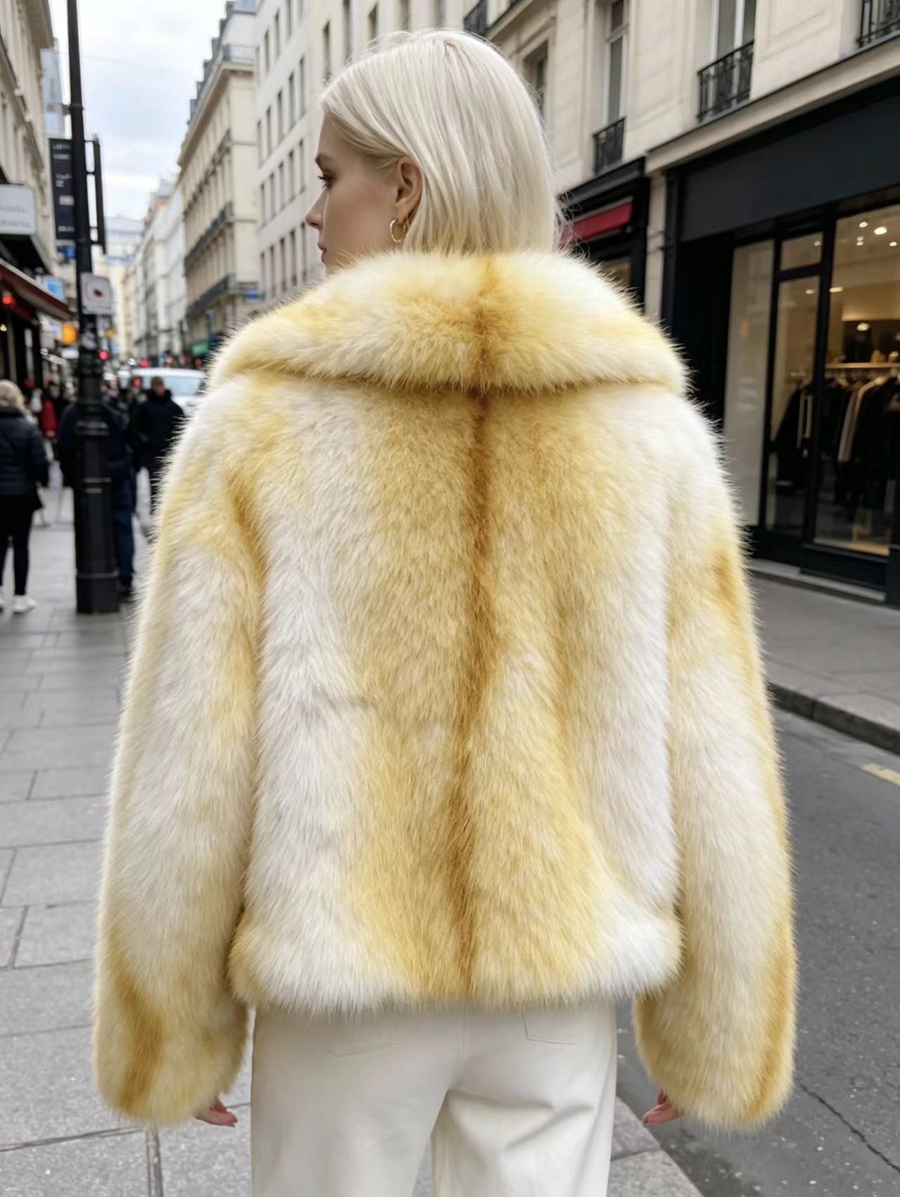 Cross-border Women's Winter Fashion Faux Fox Fur Coat with Suit Collar Shearing Woven Warm Casual Outerwear