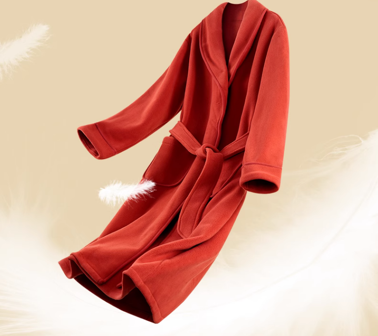China Factory Cheap Price Exsiting Stock Solid Color Thermal Casual Polar Fleece Women Bathrobe Sleep Wear Spring Autumn Winter