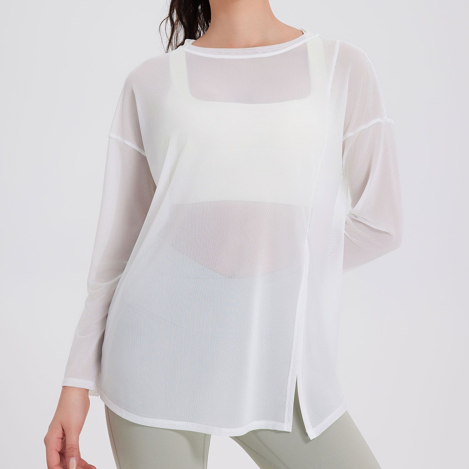 Women's Lightweight Beach Wear Cover up Tee Tops Quick Dry Long Sleeve Crew Neck Sexy T Shirts Summer See Through Active Wear
