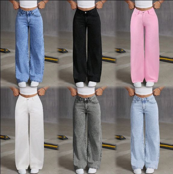 Manufacturer Direct Stylish Comfortable Multi-Functional Jeans Women's High Waisted Wide Leg Denim Trousers Random Delivery