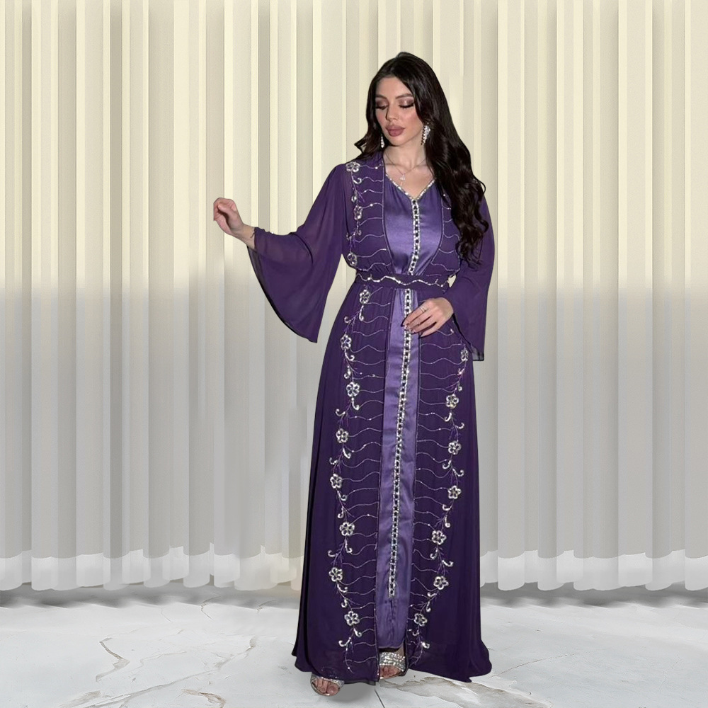 Latest 2026 Fashion Women's Dresses Islamic Clothing Printed Polyester Modest Dresses New Closed Abaya Women Muslim Dress