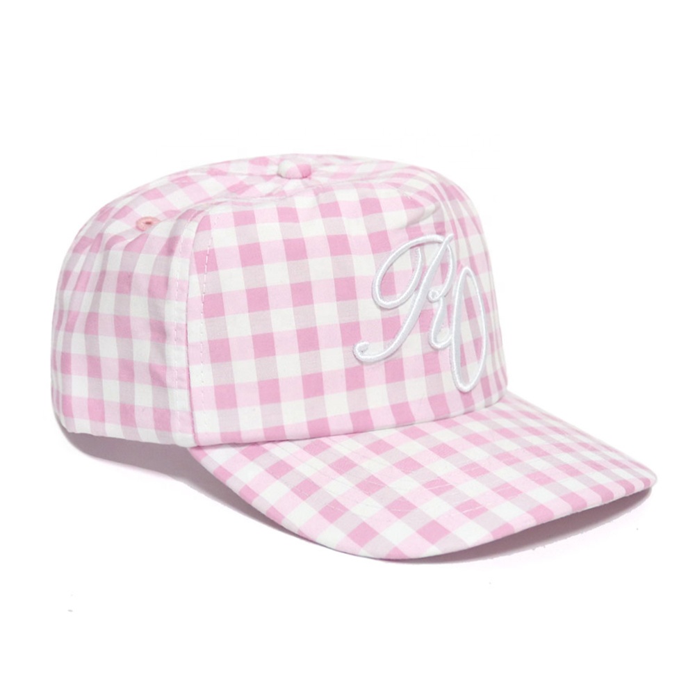 New Design Cotton Custom 3D Embroidered Logo Plaid Ideal For Summer Outings Casual Fashion Unstructured Women's Dad Hats Caps