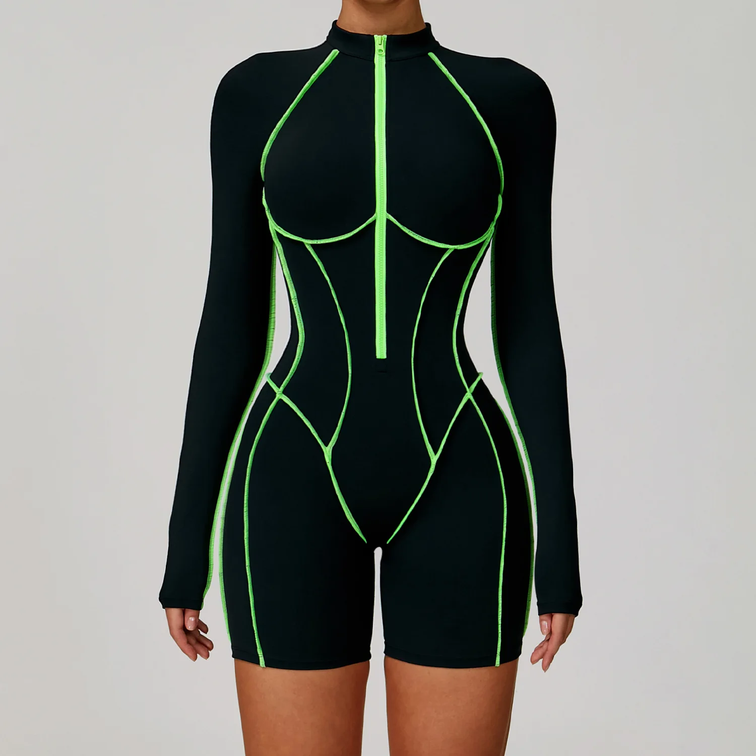 Custom Brushed Color Block Yoga Jumpsuit With Cutout Back Tight Fit High Support Activewear For Women