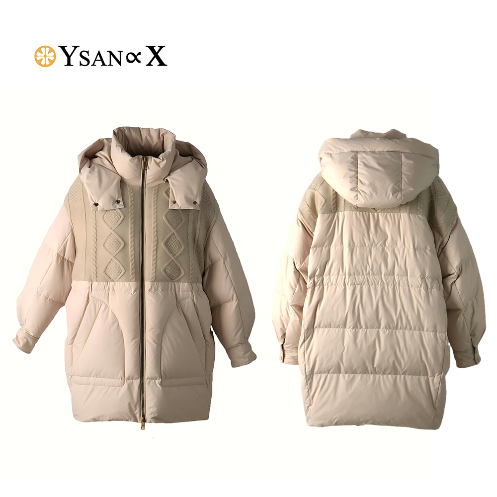 LOVEXUAN Luxury Mid-Length Pink Detachable Hood Down Coat Adjustable Waist Premium Winter Outerwear for Women Button Windproof