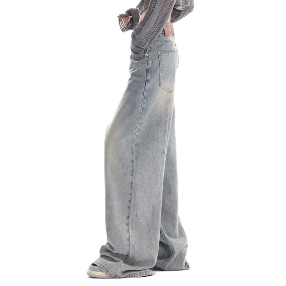 Factory Customized Woman Wholesale-baggy-jeans Oversized Loose Jeans Trousers For Woman