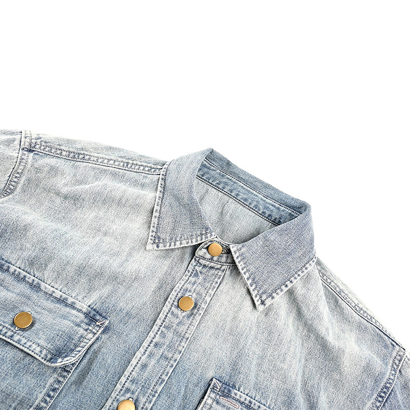 Custom Logo Denim Shirt Casual Jean Casual Long Sleeve Oversized Shirts for Ladies