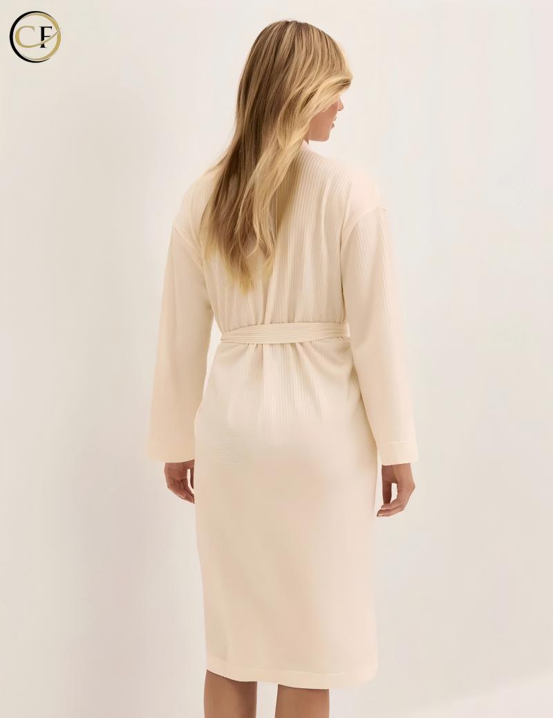 Women's Luxury Loose Fit Modal Cotton Blend Long Sleeve V-Neck Full Robe Knitted Breathable Soft Casual Daily Wear Sleepwear
