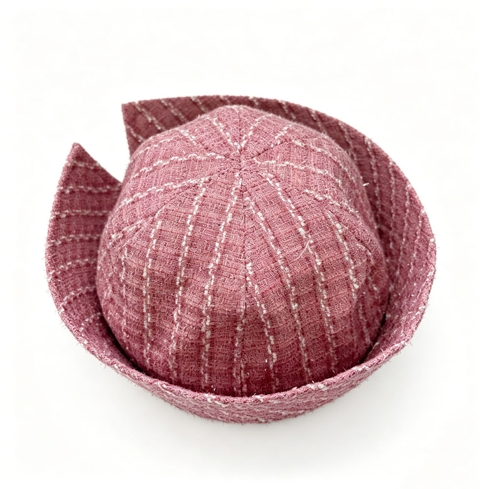 Fashion Womens Elegant Tweed Grid Felt Bowler Hats Winter Cloche Ladies Women Sailor Hats Bucket Hat