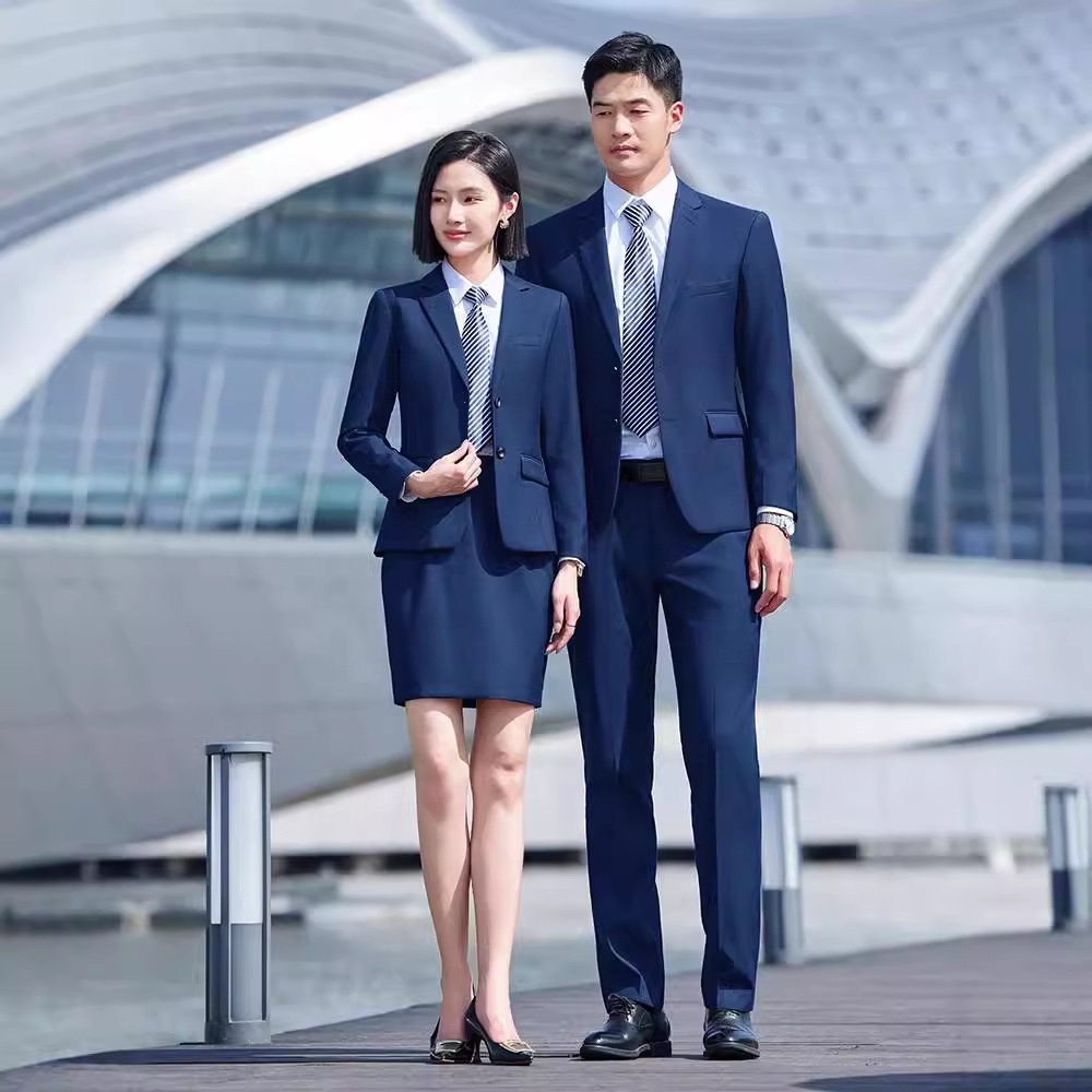 Elegant Civil Servant Bank Work Clothes Button Interviews Formal Work Outfits Professional Women's Black Business Suit