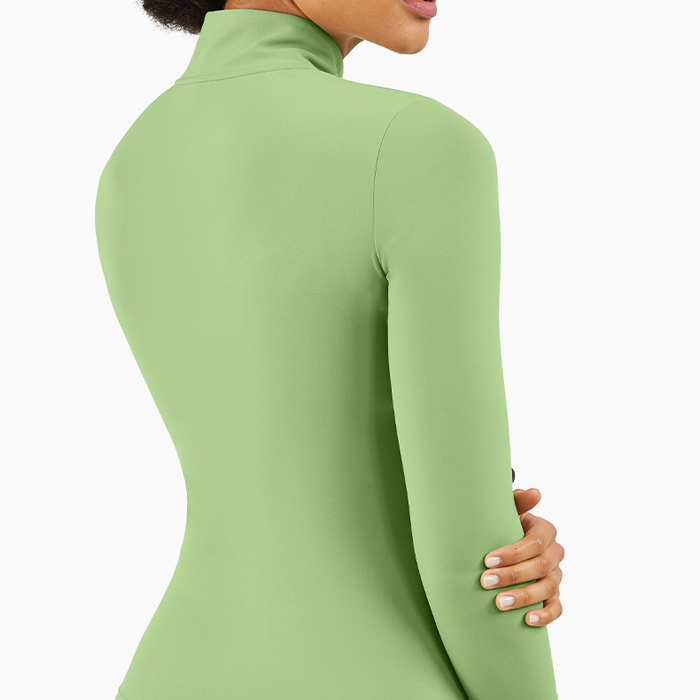 AOH537 Custom Four-way Stretchy Women's Gym Fitness Top Long Sleeve Zip Activewear Shirts