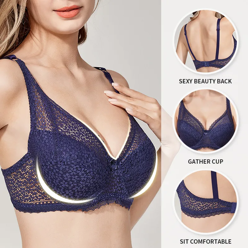Elegant Plus Size Adjustable Lace Bra for Fashionable Women