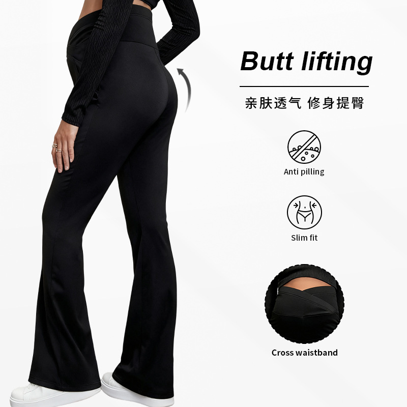 OEM/ODM Cross Casual Slim Pregnant Women Bell Bottoms Wide Leg Pants for Maternity Wear for Europe and the United States