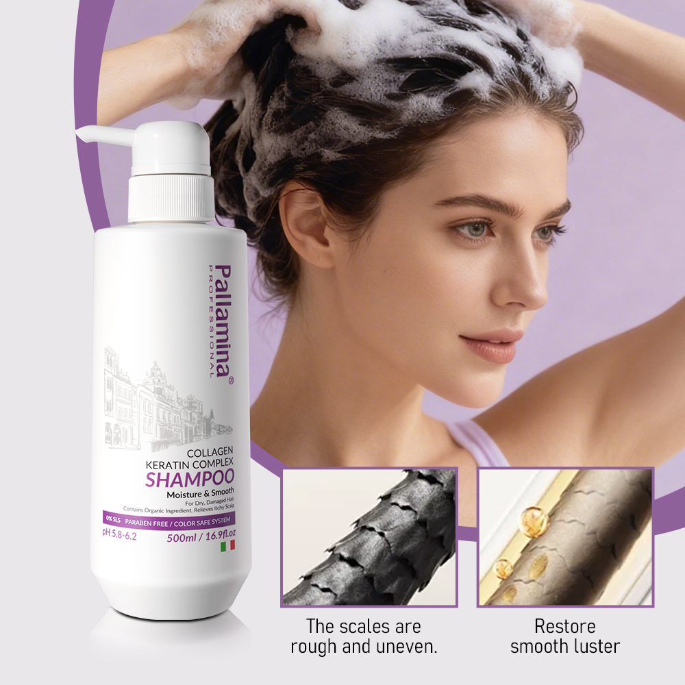 Pallamina Keratin Shampoo Hair Smoothing Strengthening Care Private Label OEM ODM Professional Salon Sulfate Free Shampoo