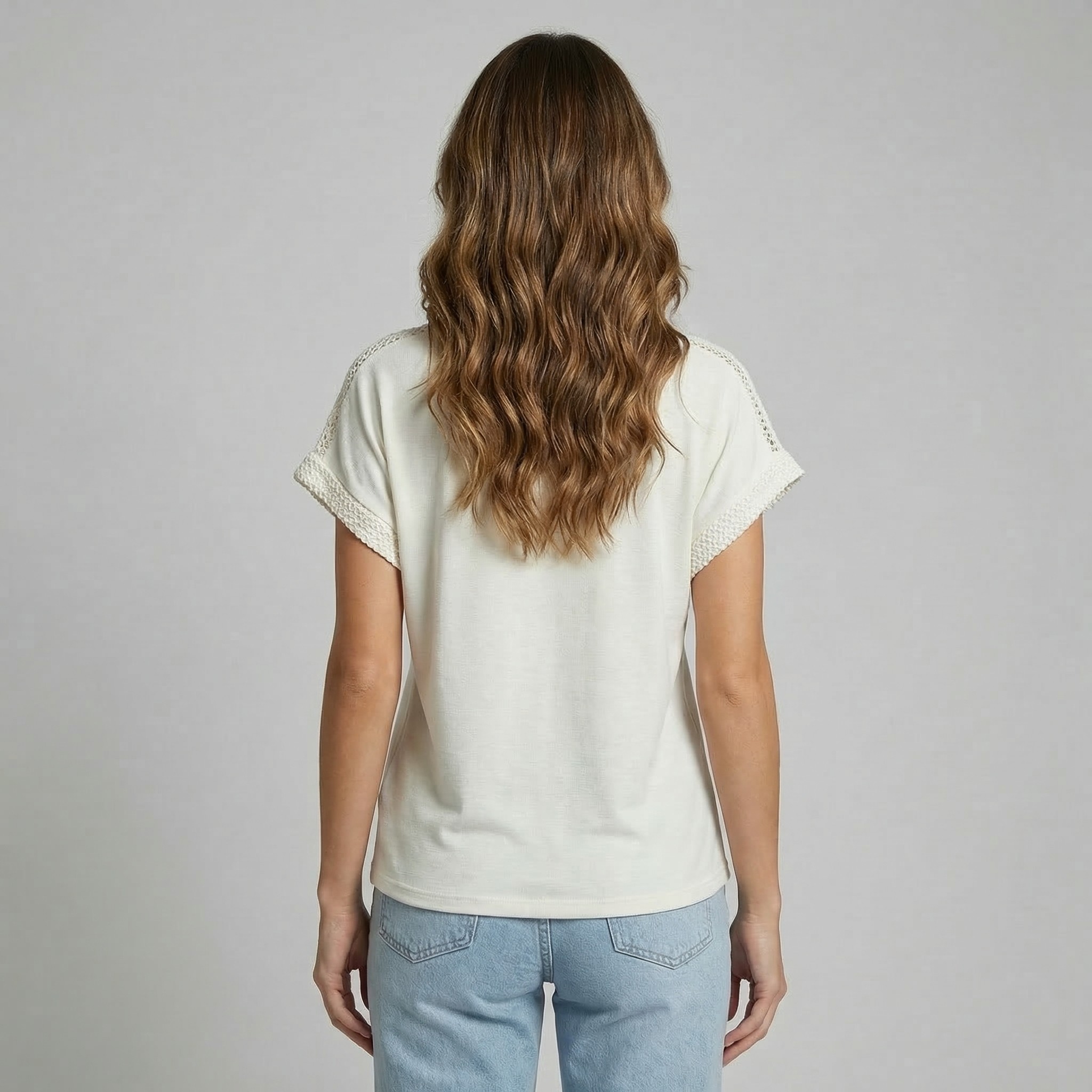 Regular-Fit O-Neck Floral Solid Casual Women's Blouse Puffed Batwing Mesh Diamonds Breathable Viscose/Polyester Short