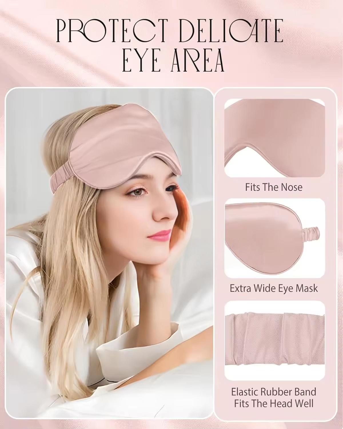 Custom Logo Luxury Satin Silk Sleep Set Comfortable Soft Eye Mask Pillowcase Scrunchie Light-blocking Sleep Set in Gift Box