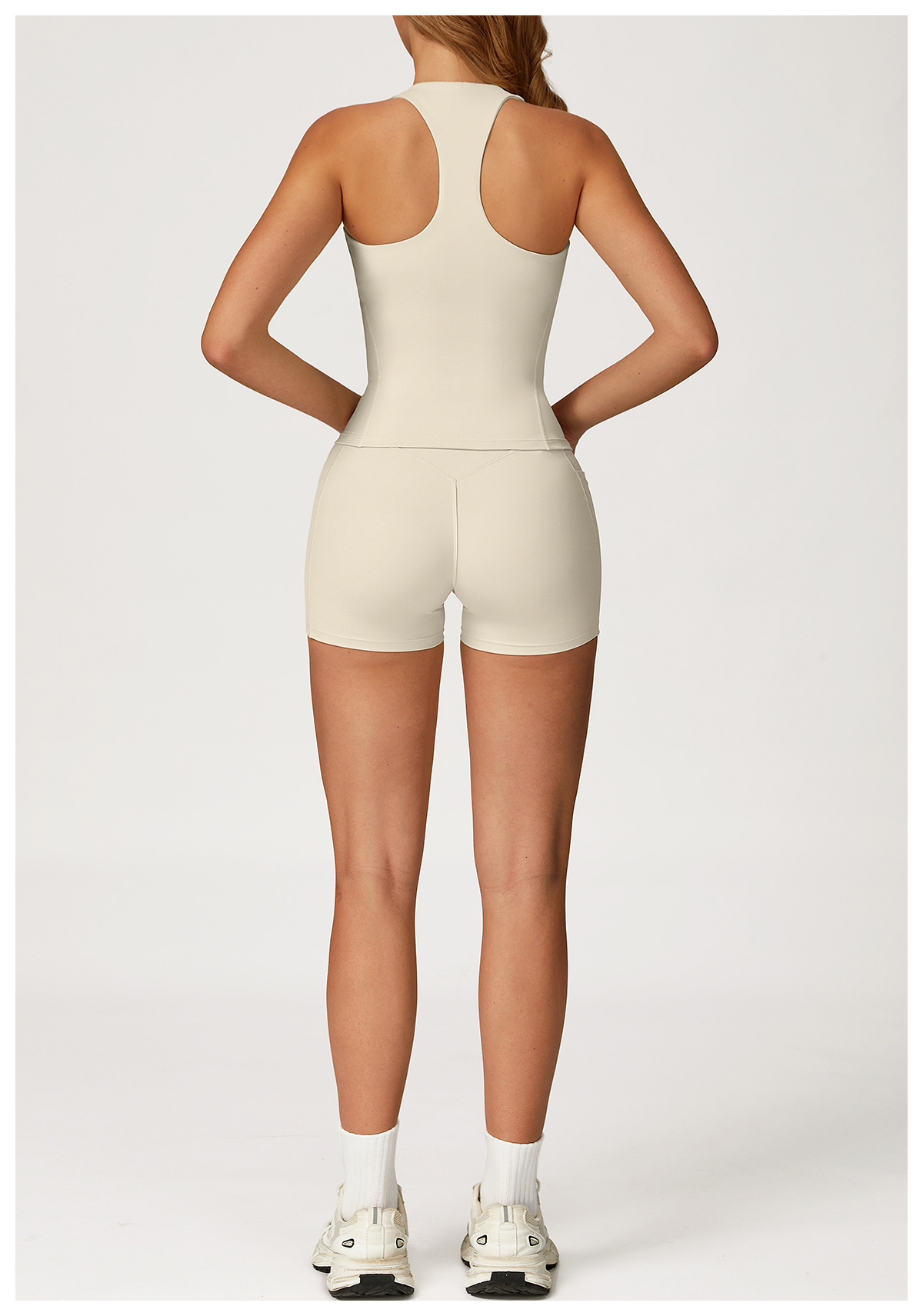 Women's Breathable Sports Yoga Set Barely-There Racerback Tight Solid Pattern Outdoor Running Fitness Wear Front Logo