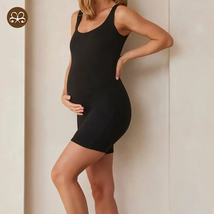 Custom logo Women's Maternity Bodysuit Fitness Wears Tight Fit Shorts Yoga Wear One Piece Jumpsuit