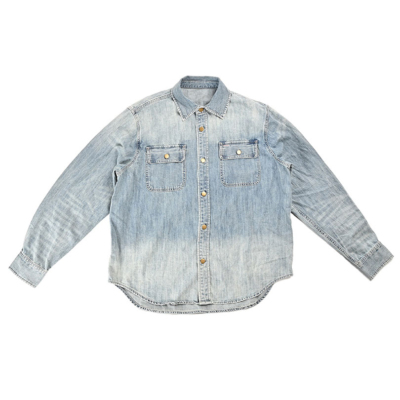 Custom Logo Denim Shirt Casual Jean Casual Long Sleeve Oversized Shirts for Ladies