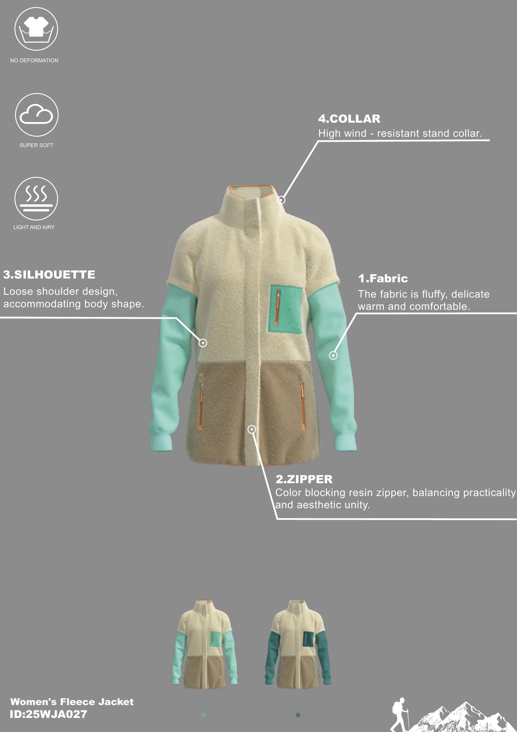 Woman Outdoor Warm Winter Oversized Jacket and Coat Fleece Zipper Crop Jackets for Women