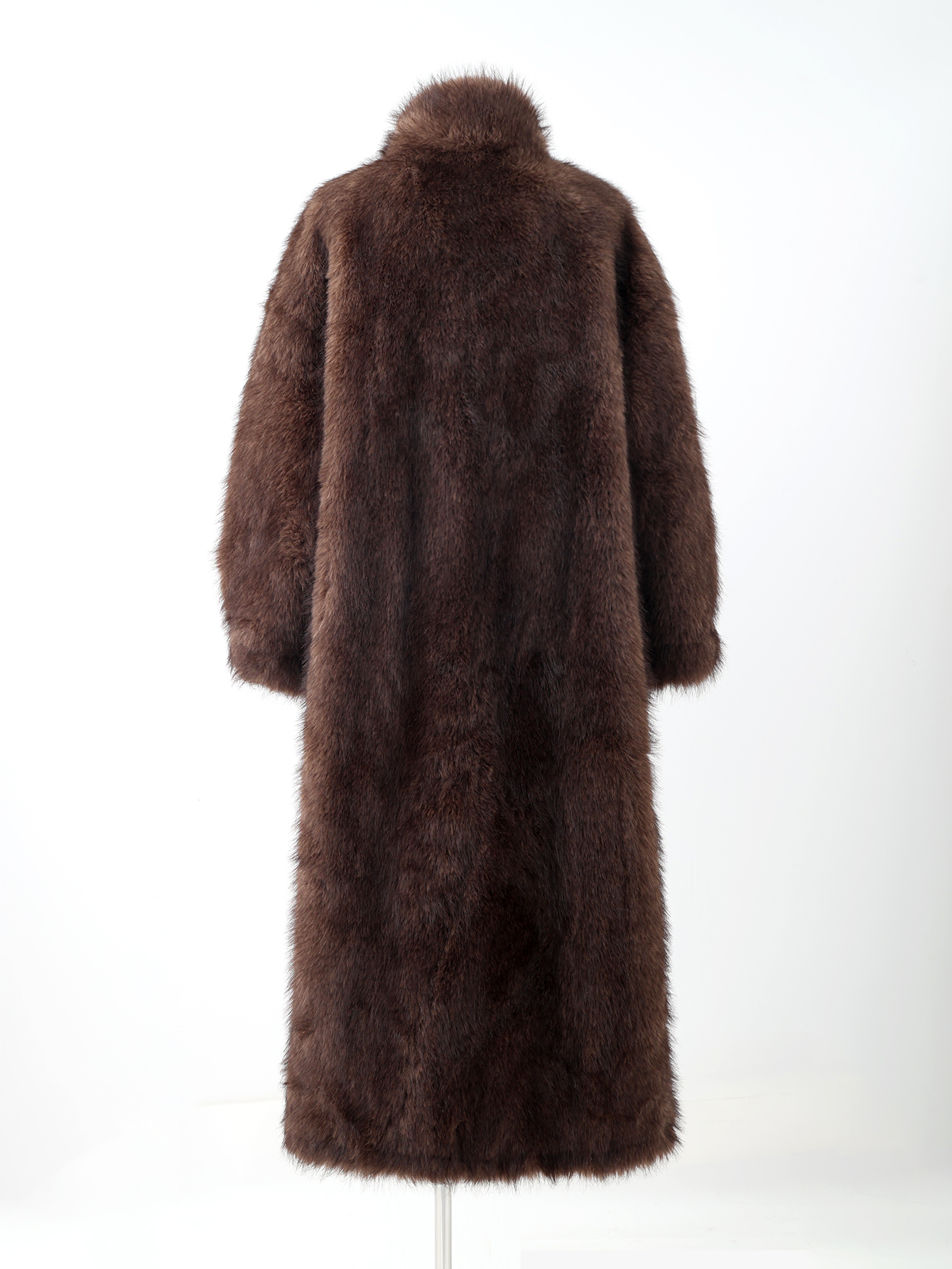 2026 New Women's Stand Collar Faux Fur Coat Long Two Tone Gradient Jacket Winter Luxury Concealed Snap Outerwear