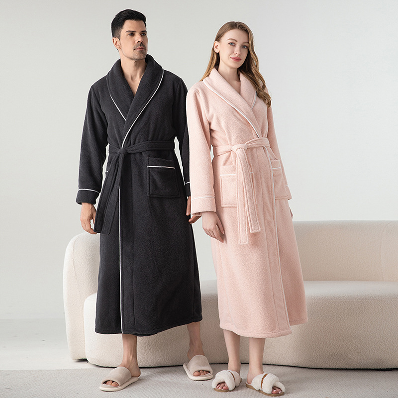 Women's Men's Couple's Nightgown Bathrobe European-American Style Ant-velvet Knee Length Turn-down Collar Collar Thermal