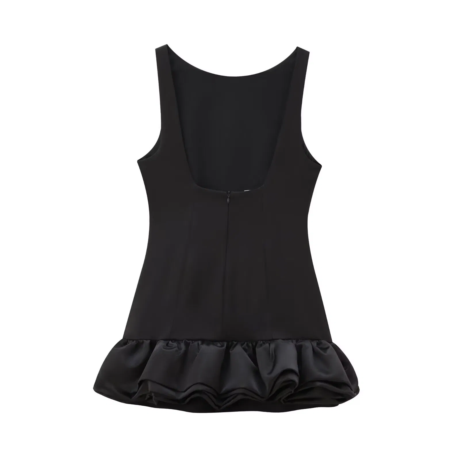 Elegant Sleeveless Bubble Mini Dress Women Ruffle Hem Short Dress Evening Wear Fashion Boutique Fashion Clothing Italian Dress Custom Clothing OEM ODM Wholesale