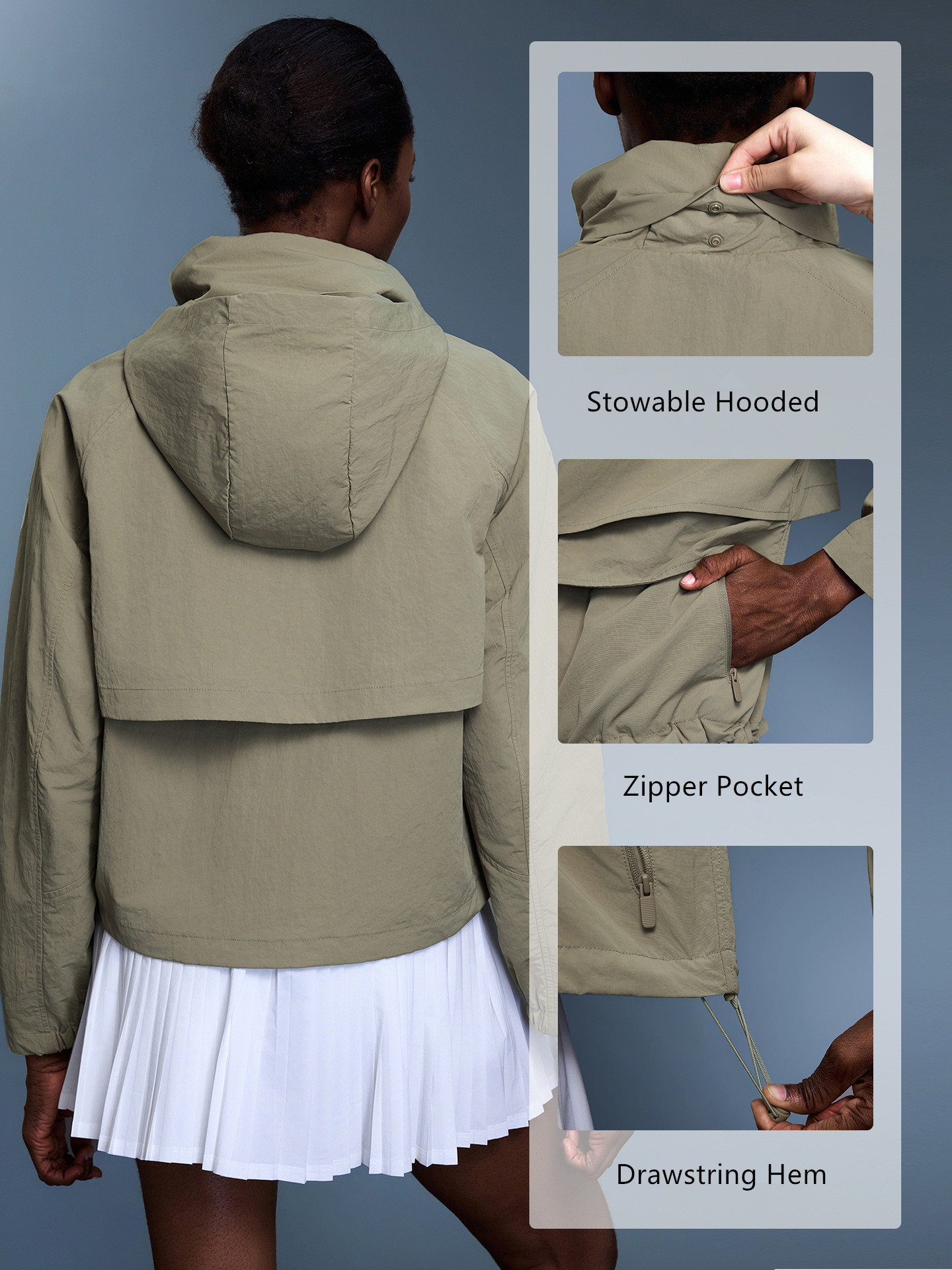 Women's Casual Coat Outdoor Waterproof Wear-resistant Sports Trench Coat Women Hooded Loose Casual Coat Jacket