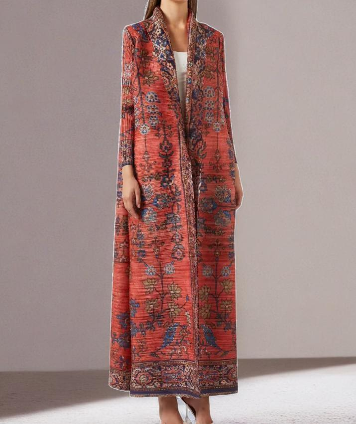 Pleats Miyake Open Pink Abaya 2025 Fashion Printing Modest Musulmane Dubai Women's Cardigan Jacket Style Dress Classy Long Robe