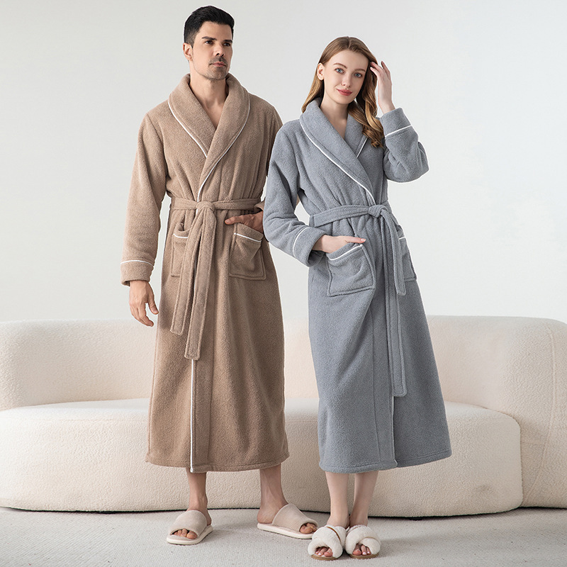Women's Men's Couple's Nightgown Bathrobe European-American Style Ant-velvet Knee Length Turn-down Collar Collar Thermal
