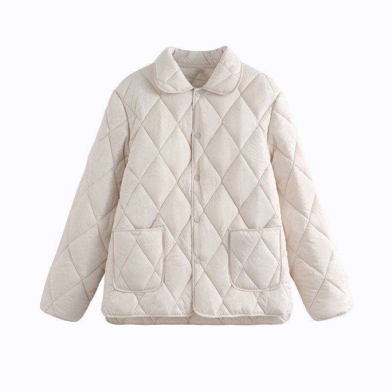 Lightweight Vintage Woven Polyester Women's Down Coat Regular Length Casual Autumn Winter Outerwear