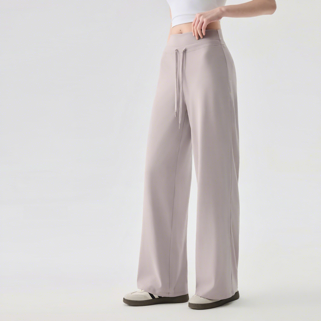 Women's Spring/Summer Four Seasons Edition Solid Color Drapey Wide-leg Casual High-waisted Sport Straight-leg Fitness Yoga