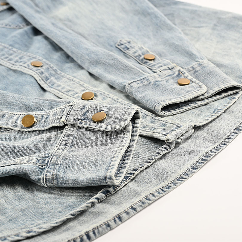 Custom Logo Denim Shirt Casual Jean Casual Long Sleeve Oversized Shirts for Ladies