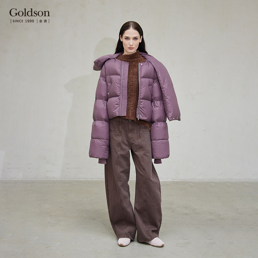 Women's Down Jacket with Attached Scarf Elegant and Warm Outerwear