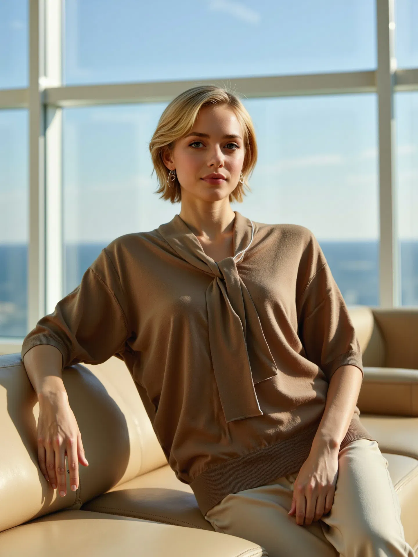 Women's Wool Cardigan Sweater - Stylish Knit with Interwoven Patterns