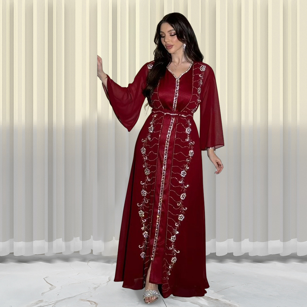 Latest 2026 Fashion Women's Dresses Islamic Clothing Printed Polyester Modest Dresses New Closed Abaya Women Muslim Dress