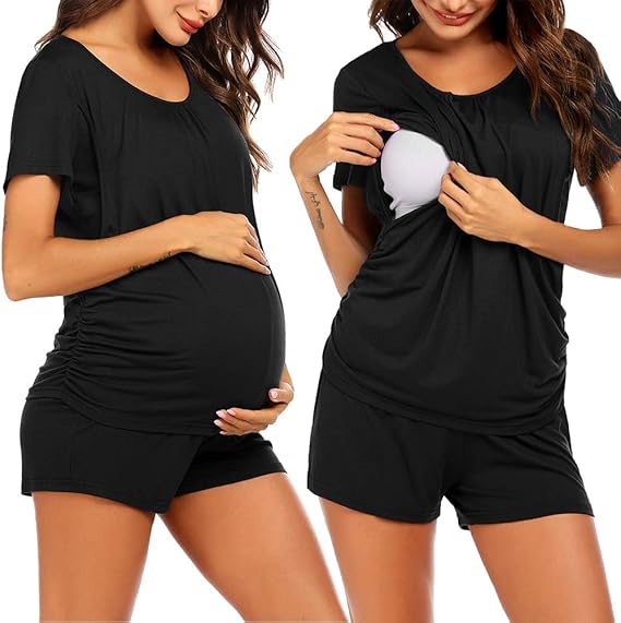Women's Maternity Pajamas, Breastfeeding Pajamas, Soft Postpartum Casual Set Pajamas, Layered Maternity Wear