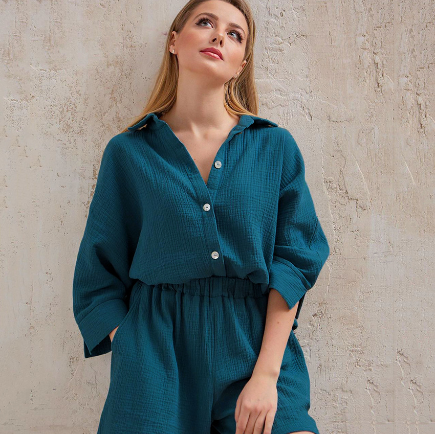 NLAN Women's 100% Cotton Gauze Maternity Clothing 2-Piece Lounge Wear Sets Matching Two-Piece Pajama