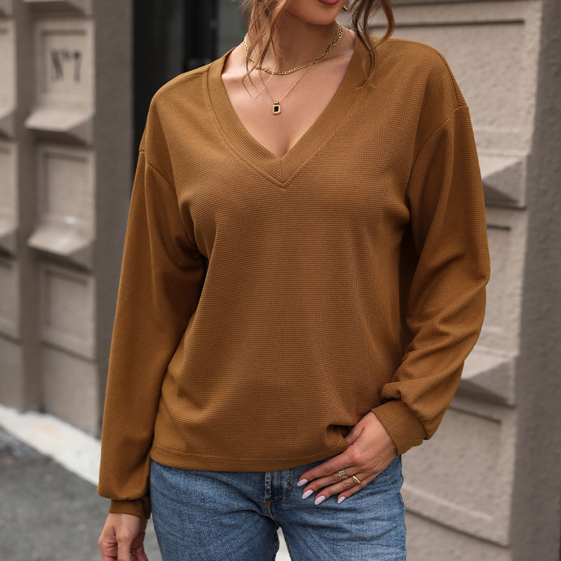 Women's Sustainable Clothing Casual V-Neck Tops Autumn/Winter Styles Everyday Sustainable Fashion