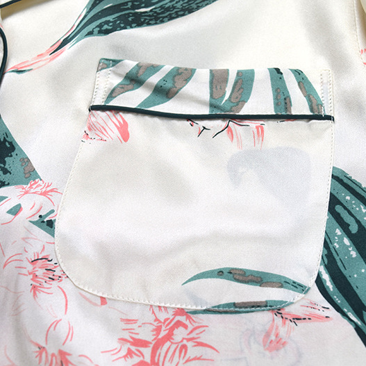 Custom Printed Pyjamas Women Sleepwear Satin Silk Lingerie Two-pieces Pure Silk Sleepwear