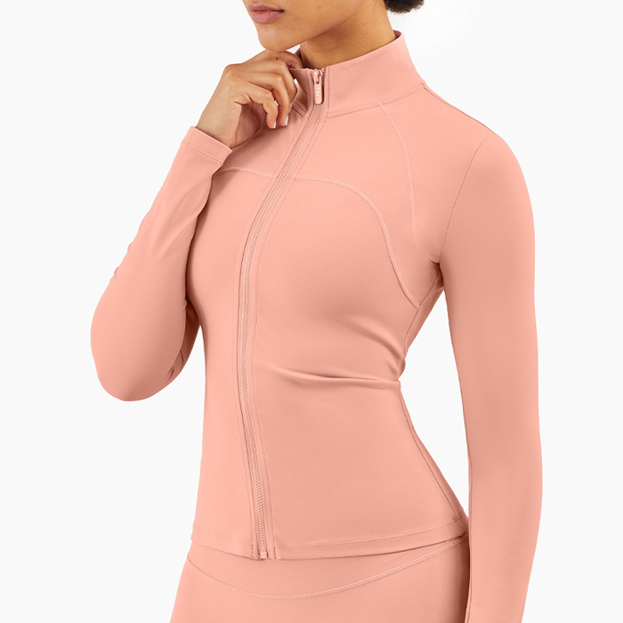 AOH537 Custom Four-way Stretchy Women's Gym Fitness Top Long Sleeve Zip Activewear Shirts