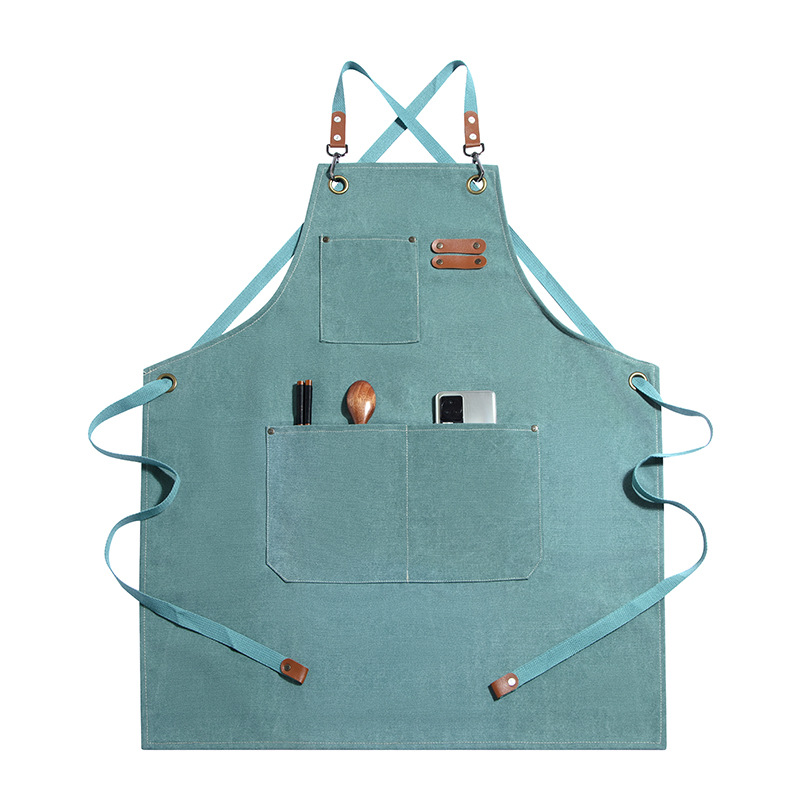 Thickened Canvas Sleeveless Workwear Apron Anti Fouling Waterproof Luxe Cross Tie Denim Style Gardening Nail Art Eyelash Salon