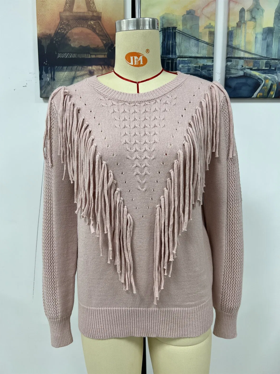 Winter Woman Knitwear Clothing Loose Solid Color Knitwear Fashion Tassel Fringe Women Sweater Pullover