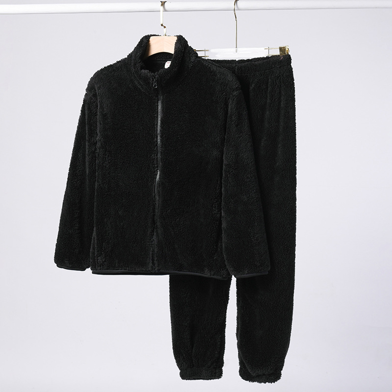 Winter Pajamas Warm Set Polar Fleece Shu Velveteen Plush Velvet Custom Color Size Logo Women Zipper Sleepwear for Home Outdoor