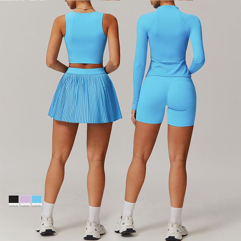 Women's Custom Fitness Yoga Sportswear Set Wholesale Butt Lift Leggings Full Zip Jacket Solid Gym Activewear 2 Pieces Workout